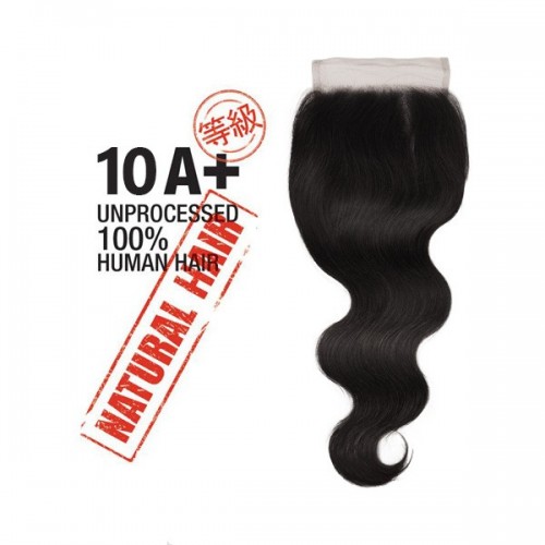 Shake-N-Go 100% Unprocessed Natural Human Hair 10A+ BODY WAVE CLOSURE 12 Inch